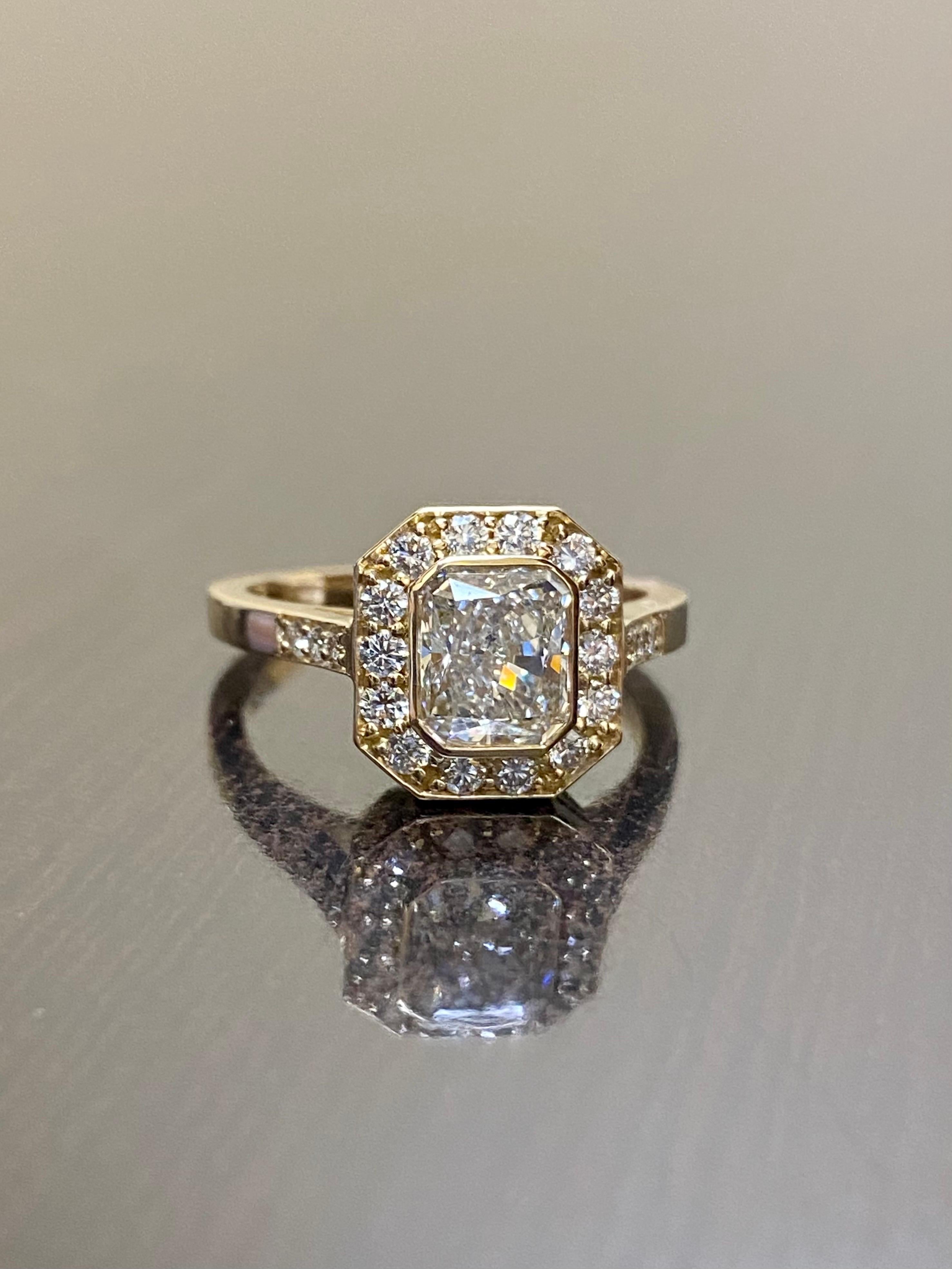 18K Yellow Gold GIA Certified 1.50 Carat Radiant Cut Diamond Ring In New Condition For Sale In Los Angeles, CA