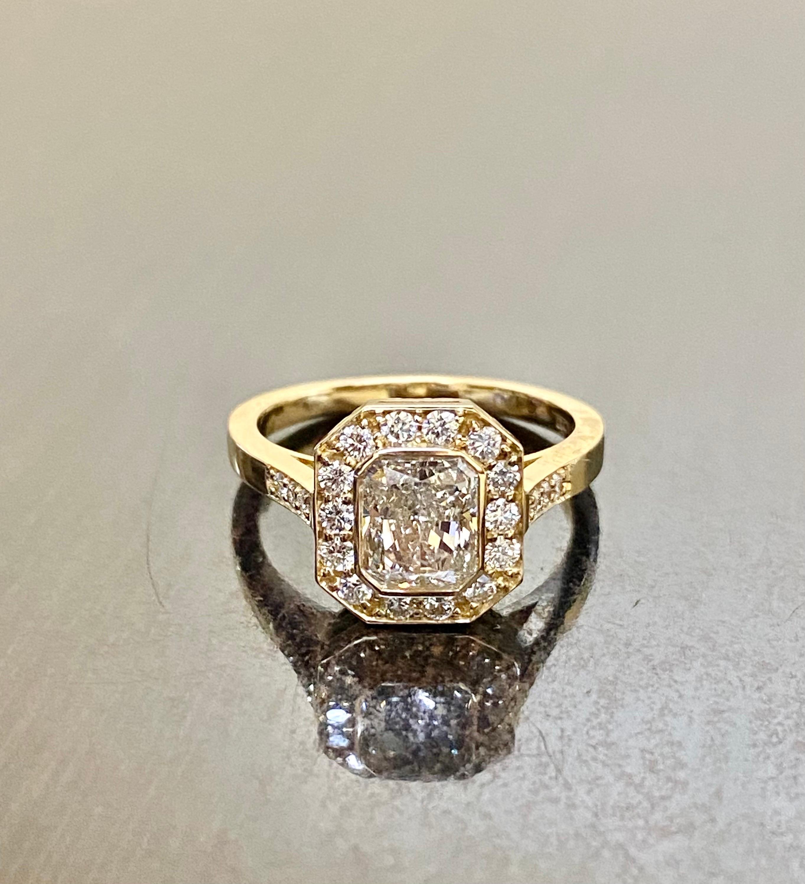 De las mujeres Anillo de oro amarillo de 18 quilates con diamante de talla radiante certificado por GIA de 1,50 quilates en venta