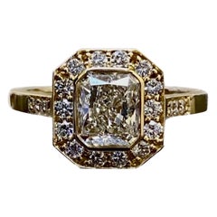 Bague en or jaune 18 carats avec diamant taille radiant de 1,50 carat certifié par le GIA
