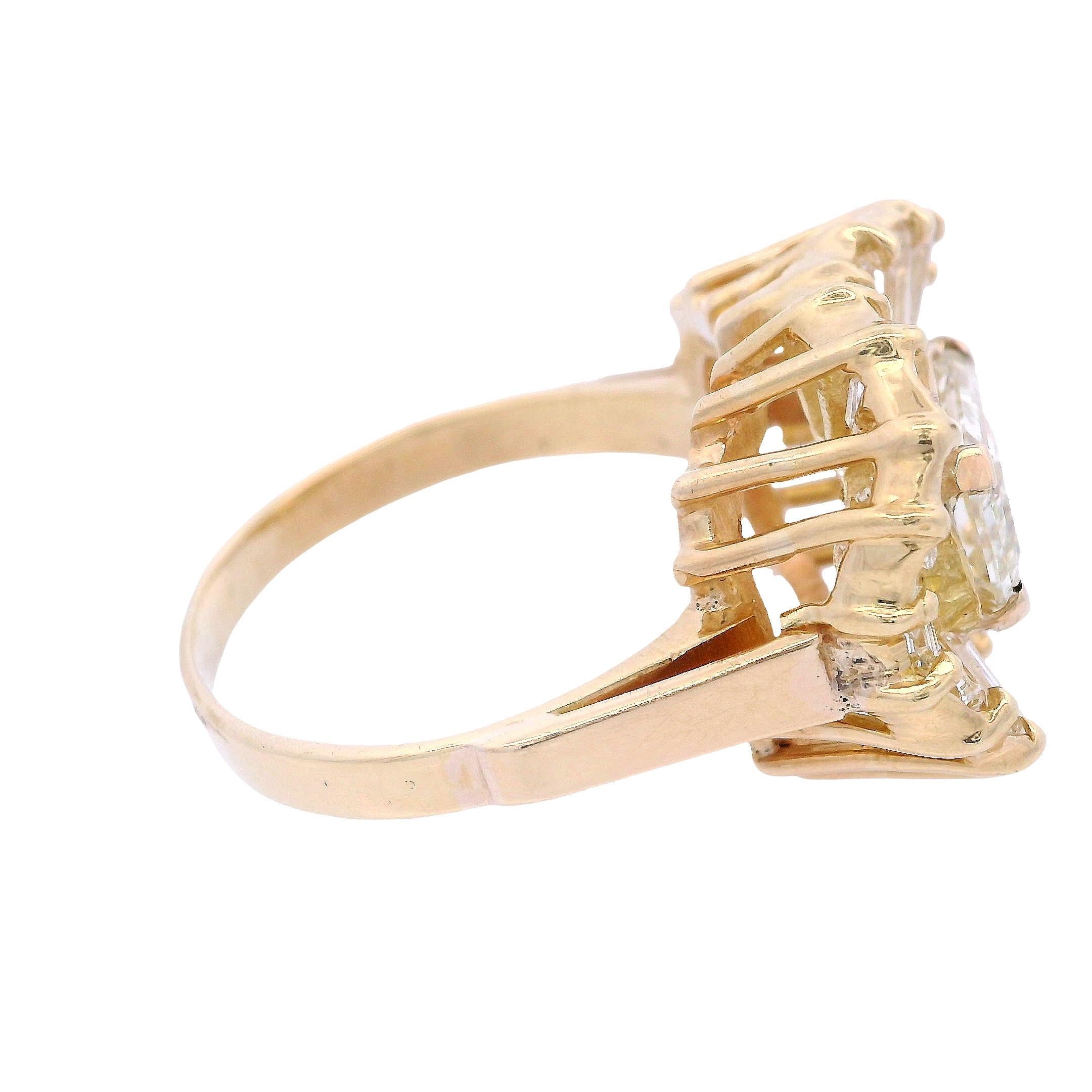 Women's or Men's 18K Yellow Gold GIA Certified 1.70 Ct. Diamond Ring For Sale