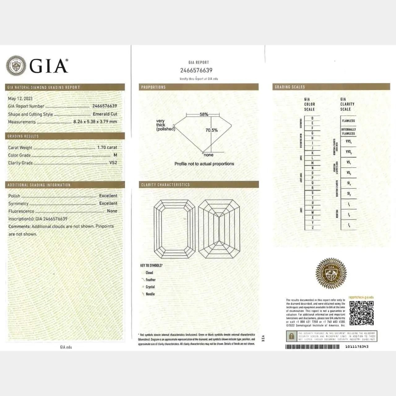 18K Yellow Gold GIA Certified 1.70 Ct. Diamond Ring For Sale 3