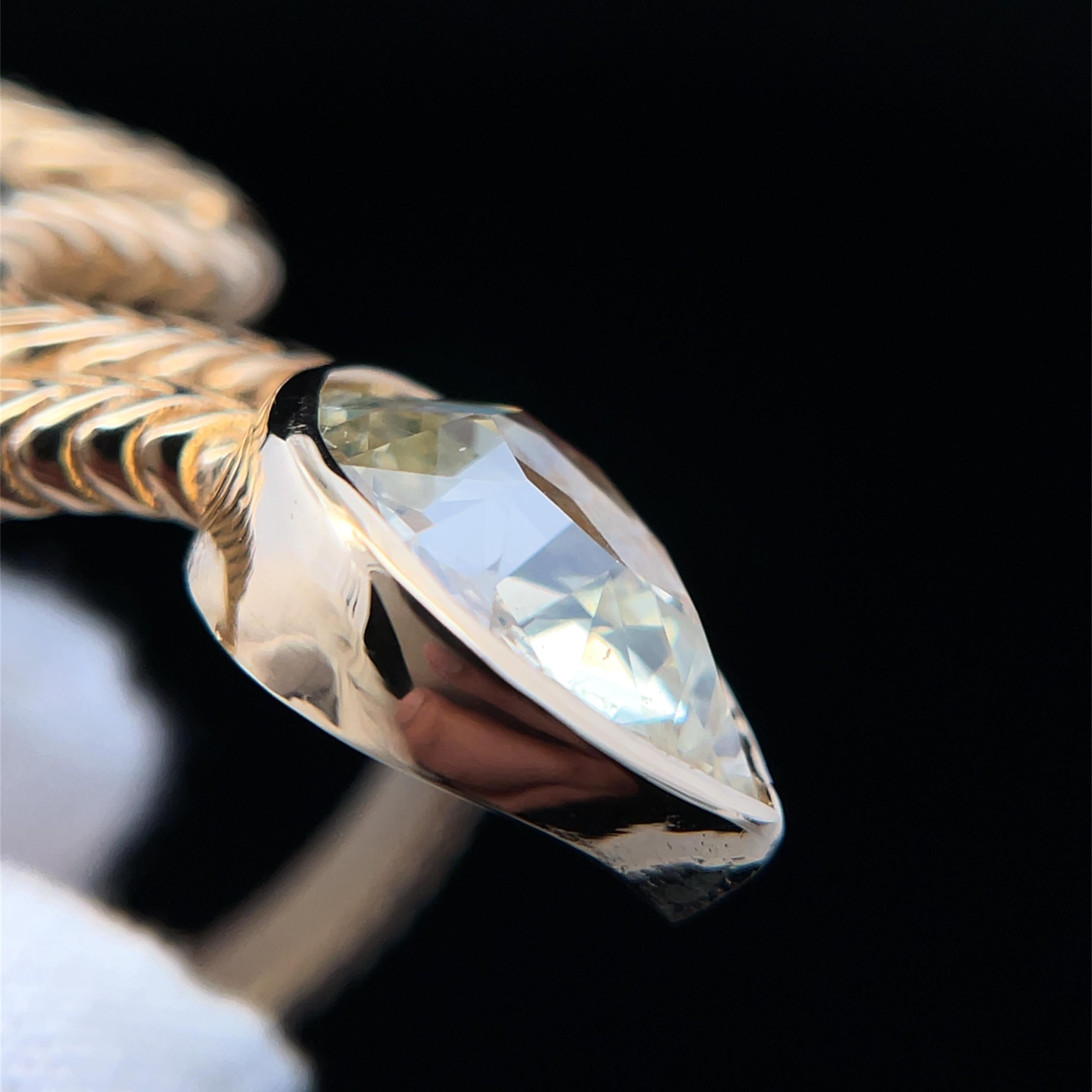 18k Yellow Gold GIA Certified 2.20ct Natural Diamond Serpent Ring For Sale 5