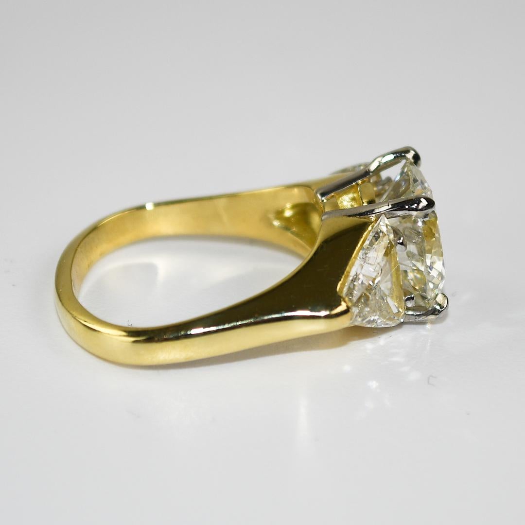 Round Cut 18K Yellow Gold GIA Certified Diamond Engagement Ring 4.33ct For Sale