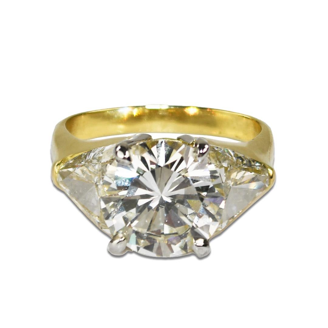 18K Yellow Gold GIA Certified Diamond Engagement Ring 4.33ct For Sale
