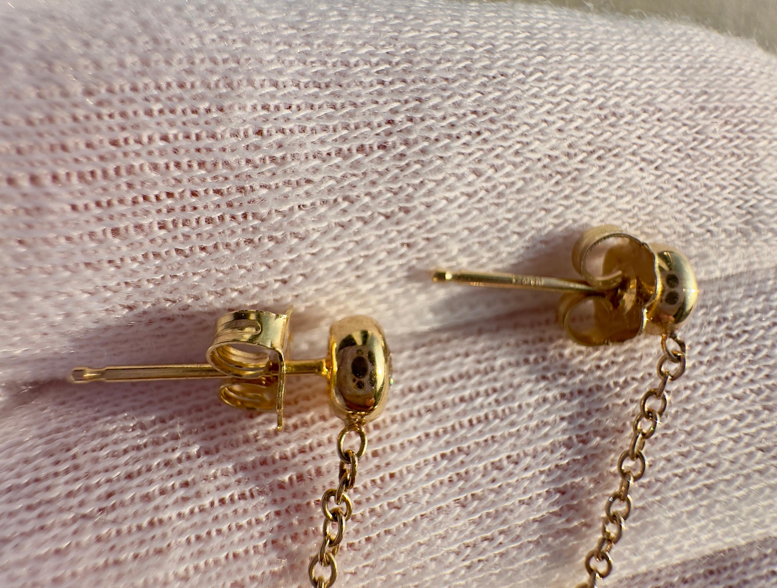 Orecchini pendenti in oro giallo 18 carati con zaffiro e diamante dello Sri Lanka certificati GIA in vendita 2