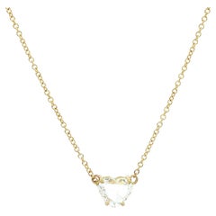 18k Yellow Gold GIA D IF .70ct Rose Cut Heart Diamond Solitaire Pendant Necklace