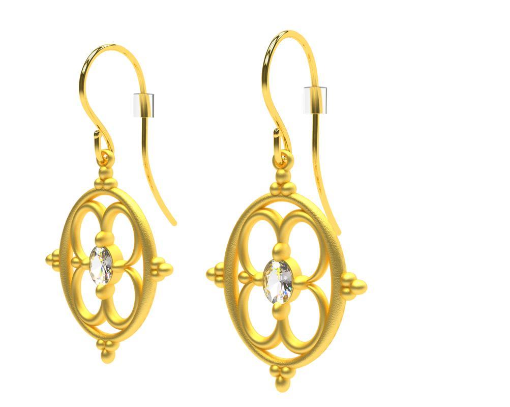 Boucles d'oreilles Arabesque en or jaune 18 carats avec diamants GIA Neuf - En vente à New York, NY