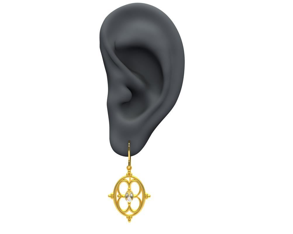 Boucles d'oreilles Arabesque en or jaune 18 carats avec diamants GIA Pour femmes en vente