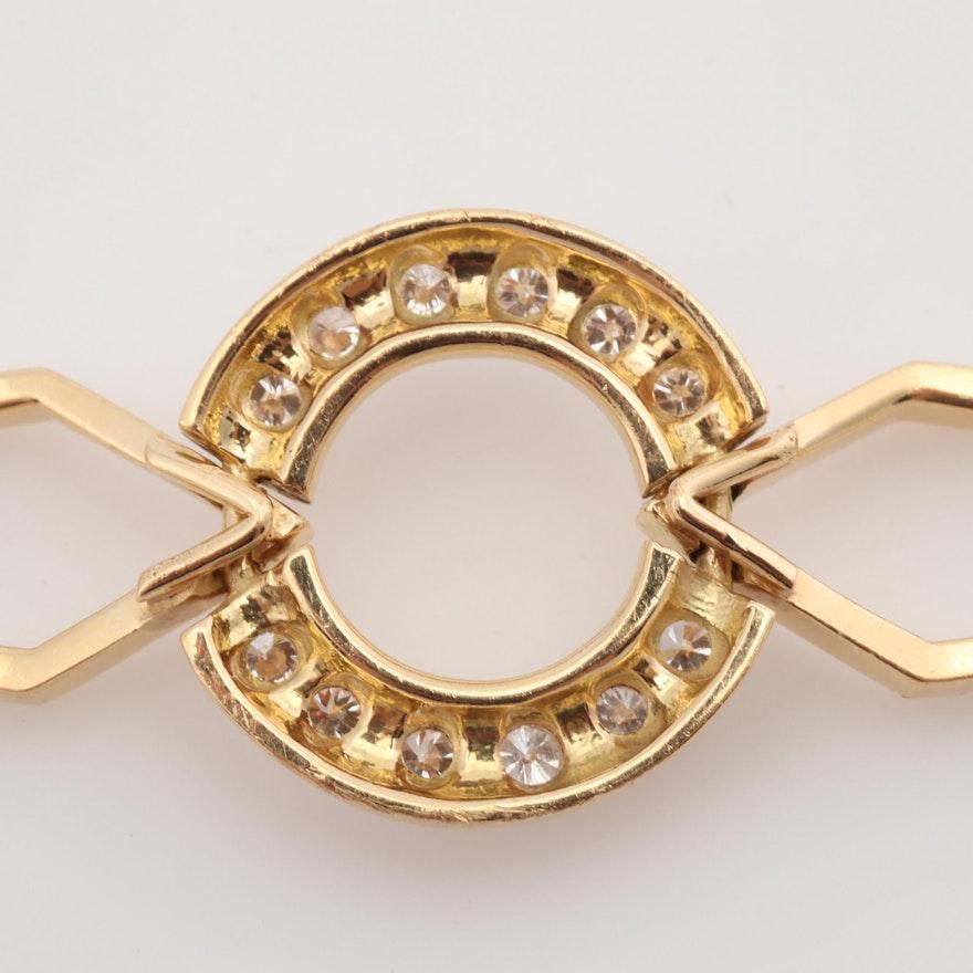 Women's 18 Karat Yellow Gold Gianni Caritá Diamond Circle Bracelet For Sale