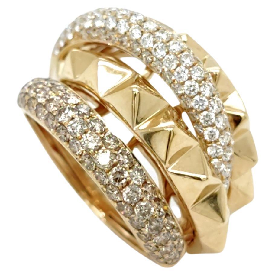 18K Yellow Gold Goddess Eternity Multi-Row Diamond Ring For Sale