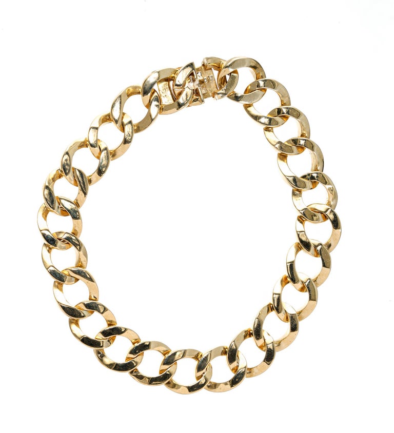 Fusion Polished Curb Link And 0.757ct Diamond Bracelet (19cm) In 18ct Yellow Gold - Brilliant Cut Pave Set