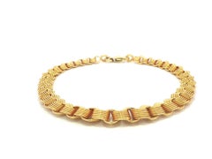 18k Yellow Gold Graduated Interlocking Wire Open Curb Link Weave Bracelet