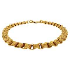 18k Yellow Gold Graduated Interlocking Wire Open Curb Link Weave Bracelet