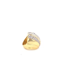 18K Yellow Gold Graduated Round Brilliant Diamond Statement Ring-3.80 CTW