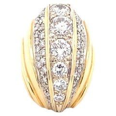 18K Yellow Gold Graduated Round Brilliant Diamond Statement Ring-3.80 CTW