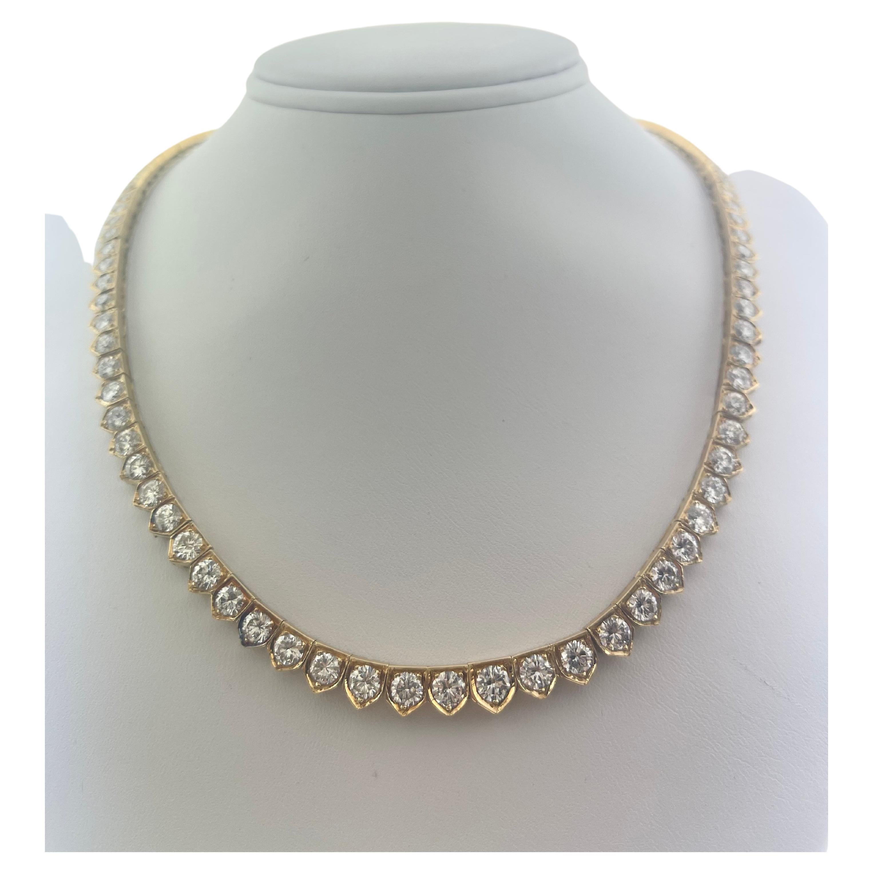 Approximately 10 Carat Total Weight Bezel Set Diamond Necklace