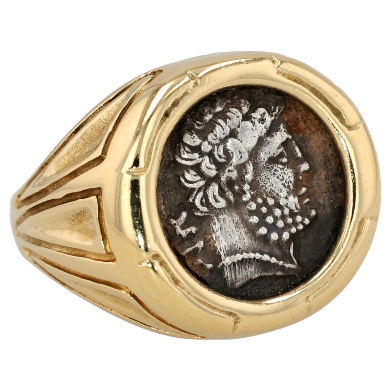 Bague en or jaune 18K avec pièce grecque Bolskan, Iberia par Michael Bondanza en vente