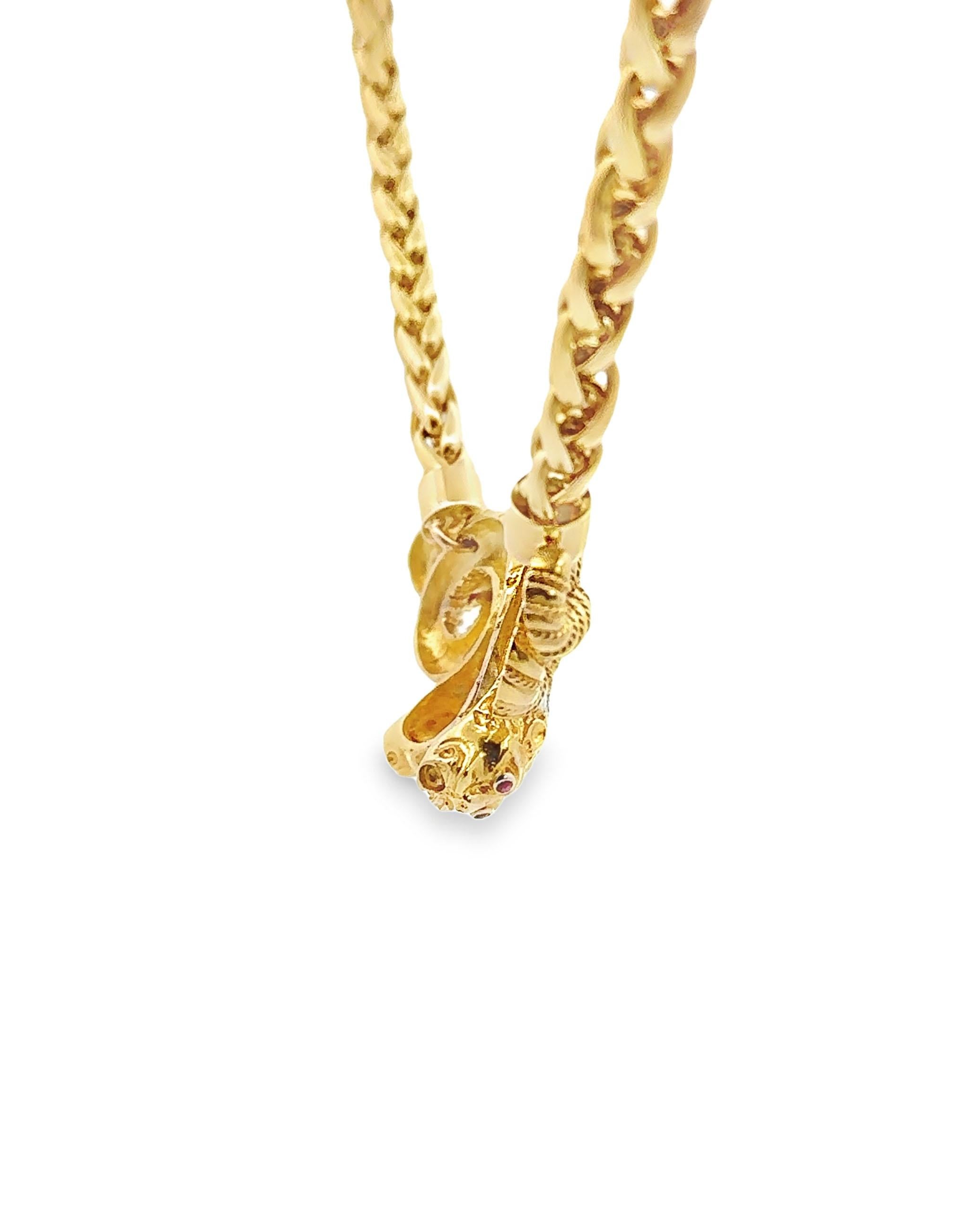 Classical Greek 18K Yellow Gold Greek Inspired Lion Necklace For Sale