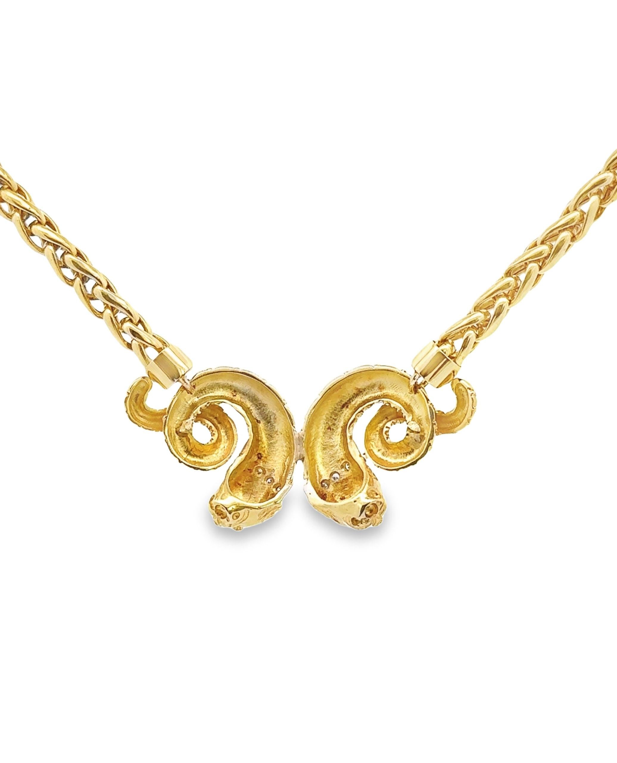 Round Cut 18K Yellow Gold Greek Inspired Lion Necklace For Sale