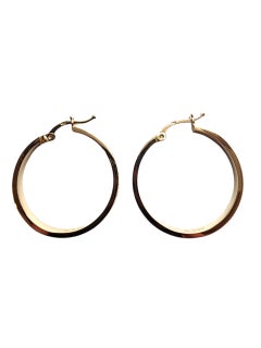 18K Yellow Gold Greek Key Hoop Earrings #22786