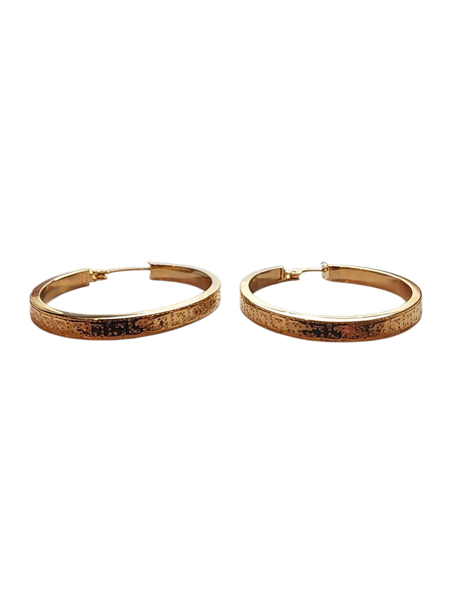 Pendientes de aro llave griega de oro amarillo de 18 quilates #22786 en venta 1