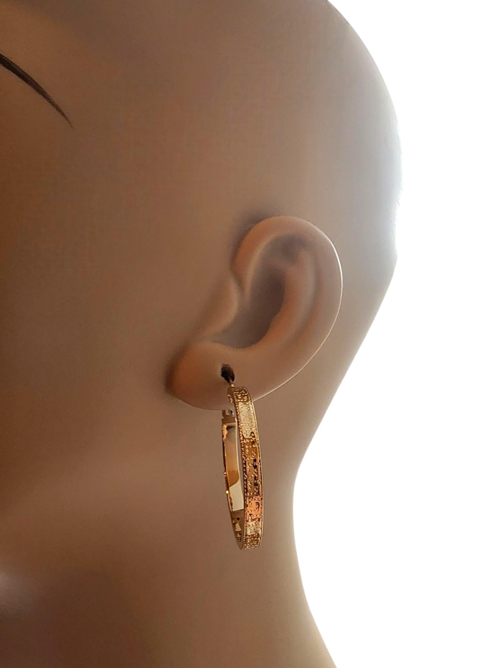 Pendientes de aro llave griega de oro amarillo de 18 quilates #22786 en venta 4