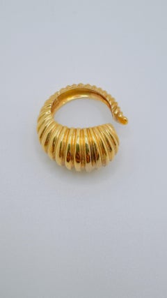 18K Yellow Gold Greek Ribbed Half Cuff Ring, Size 6.5