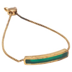Pulsera Monica Vinader de oro amarillo de 18 quilates y calcedonia verde