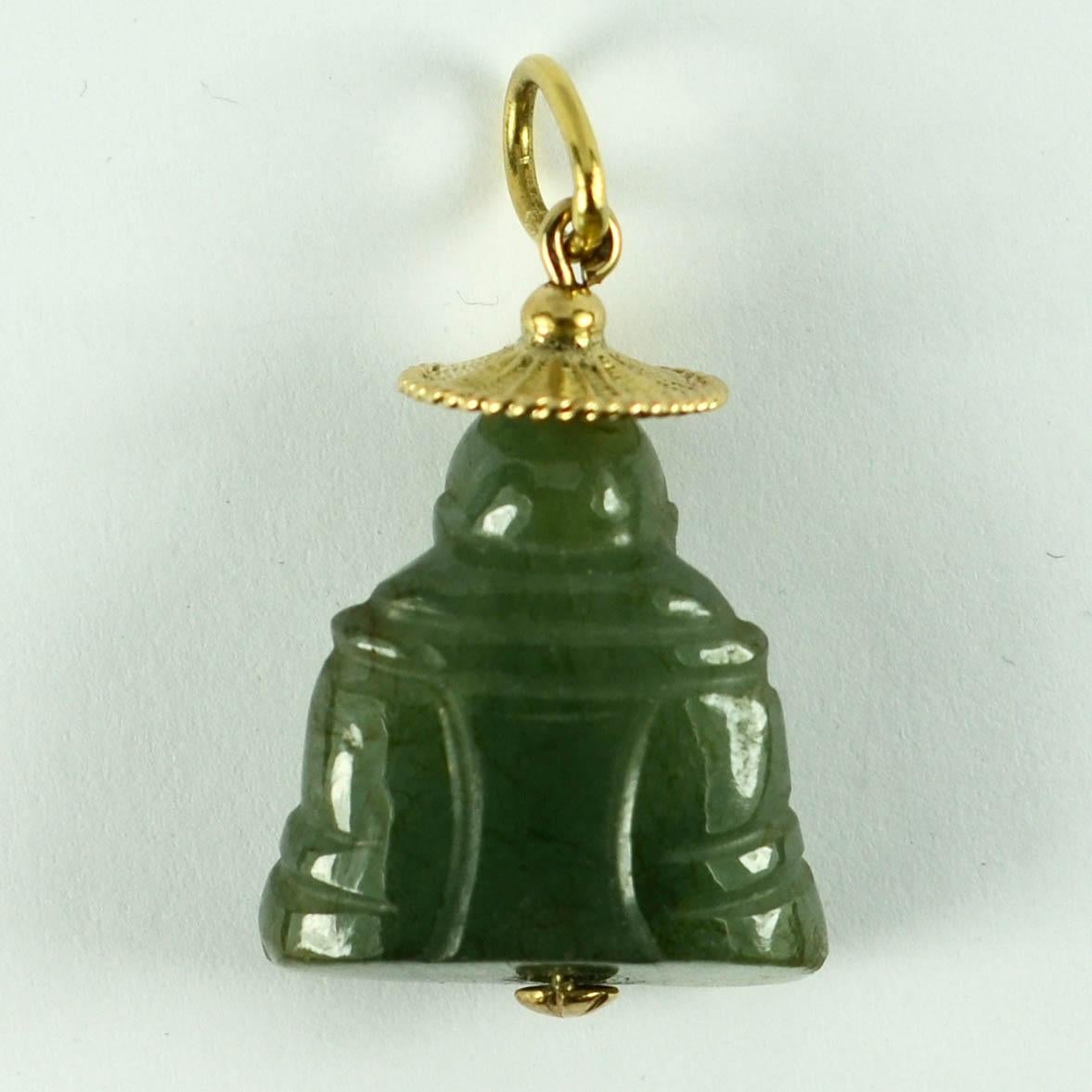 18 Karat Yellow Gold Green Jadeite Jade Buddha Large Charm Pendant 10