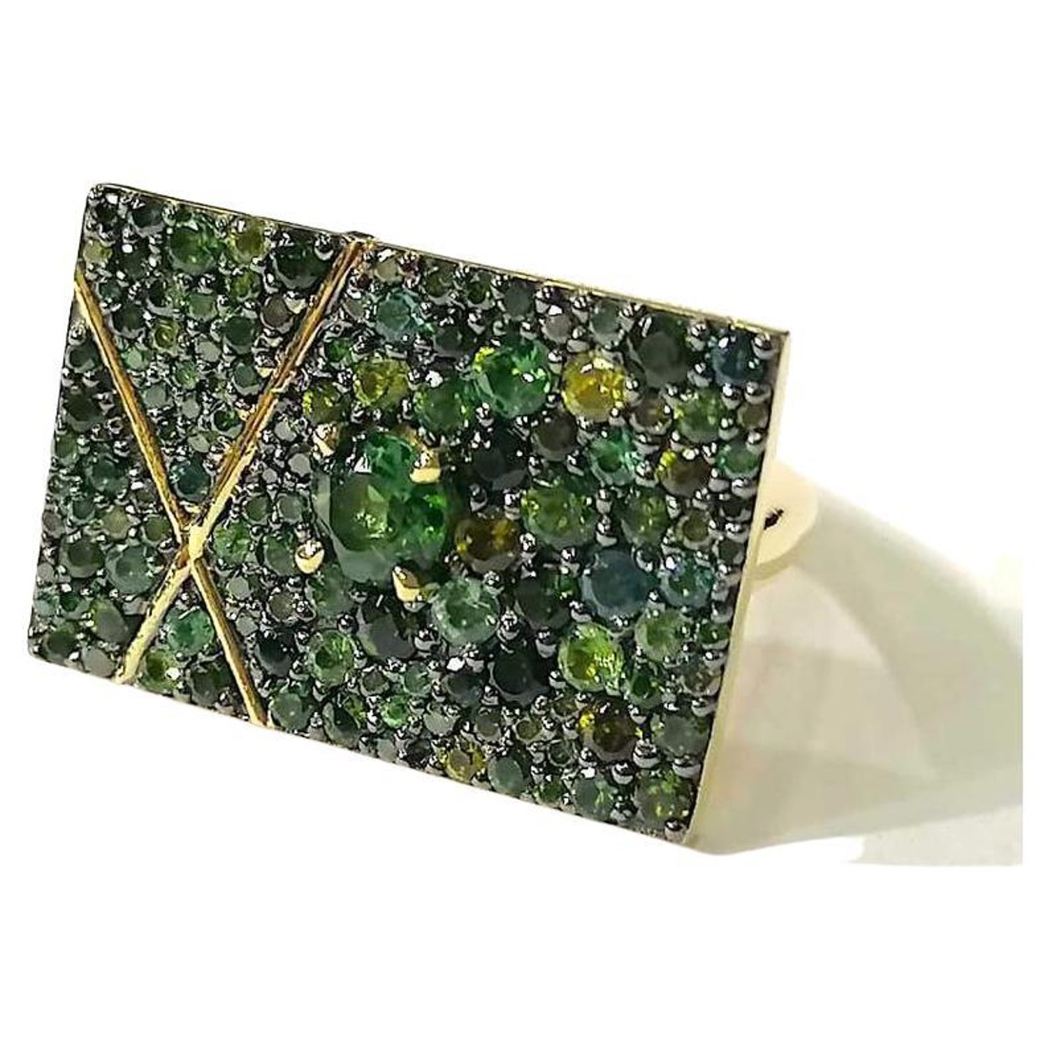 Customizable 18K Yellow Gold, Green Tourmaline, Peridot, Sapphire, Emerald  X Ring For Sale at 1stDibs