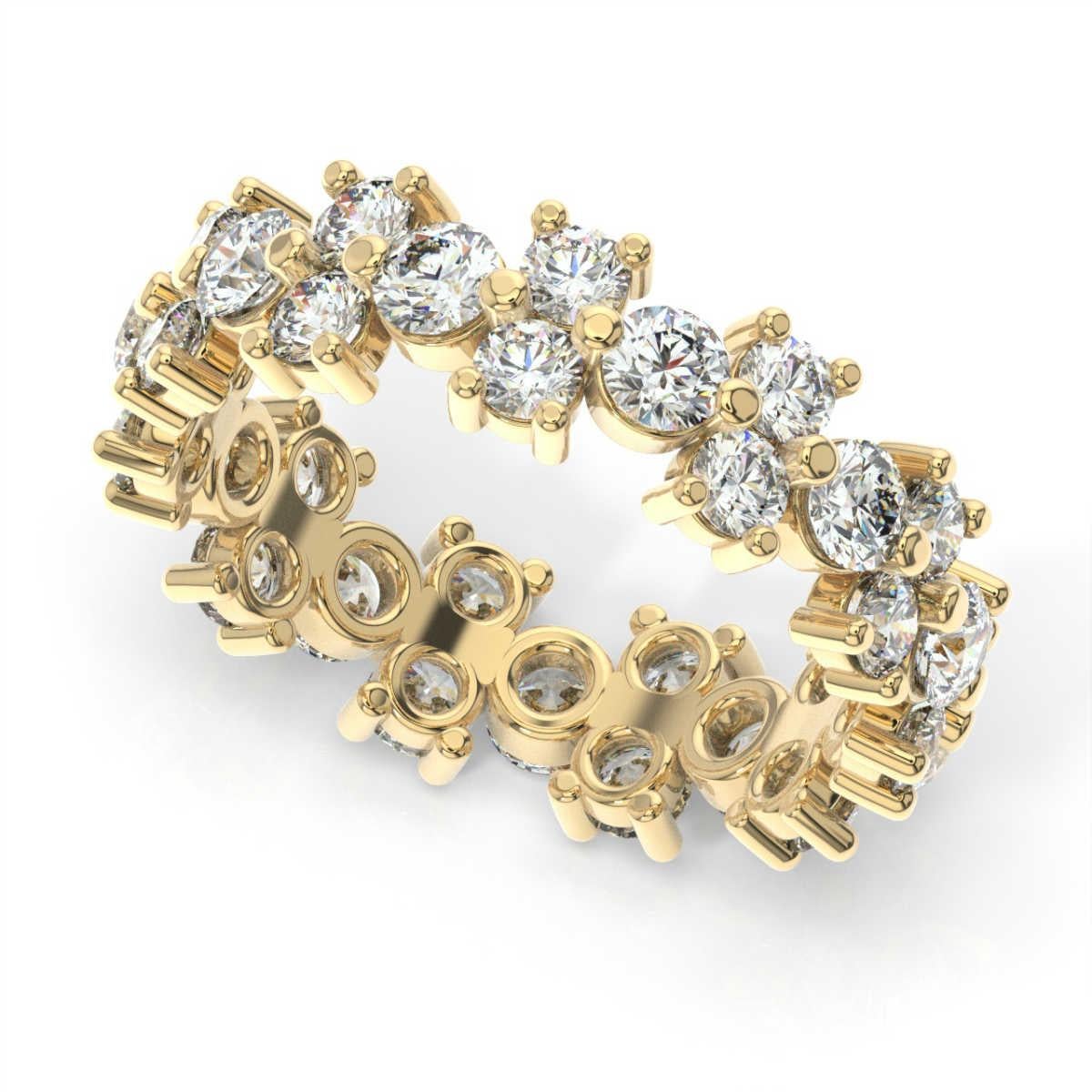 Round Cut 18K Yellow Gold Greta Eternity Diamond Ring '2 1/2 Ct. tw' For Sale