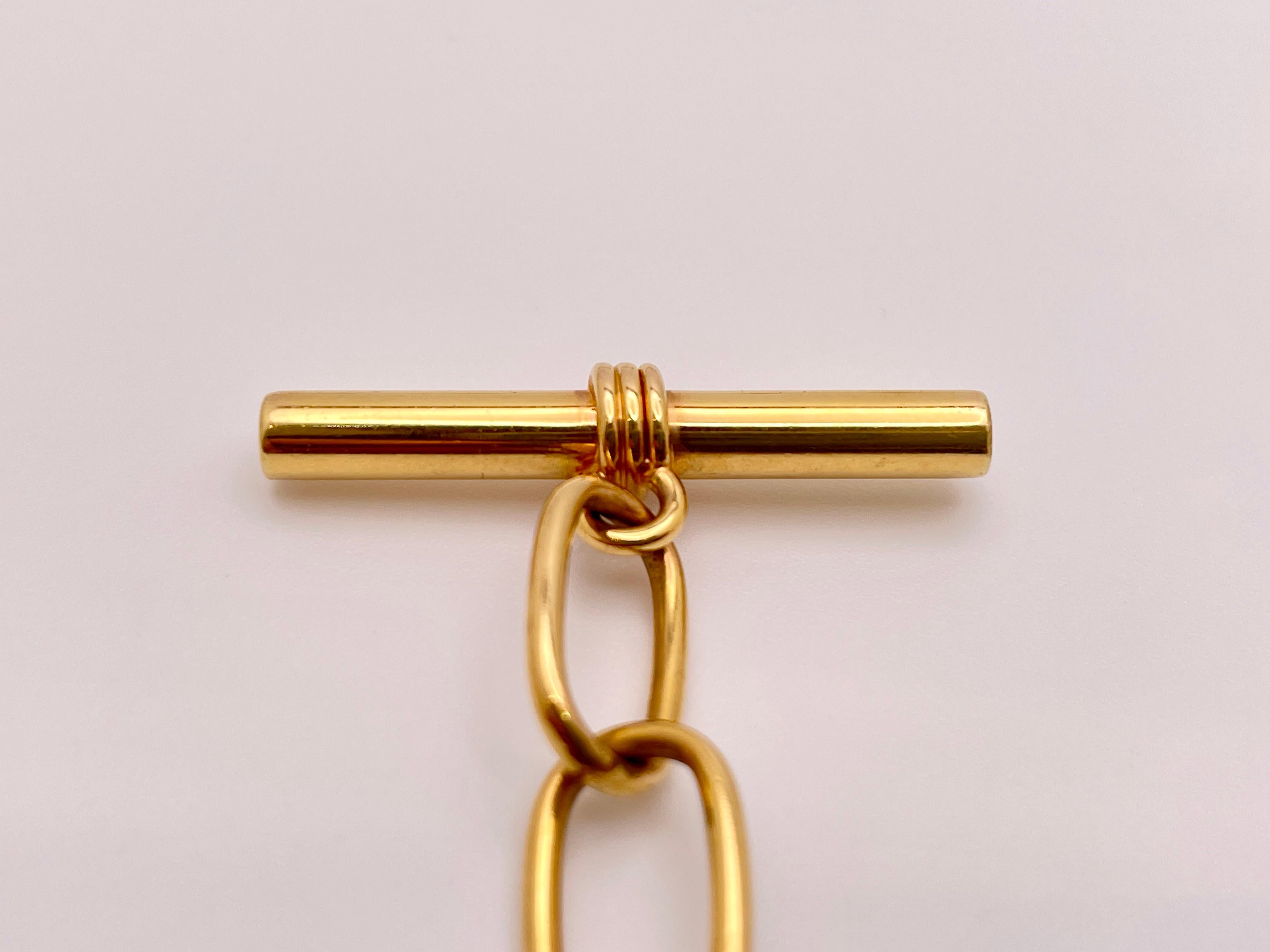 18K Rose Gold Gucci Design Toggle Clasp Link Necklace For Sale 7