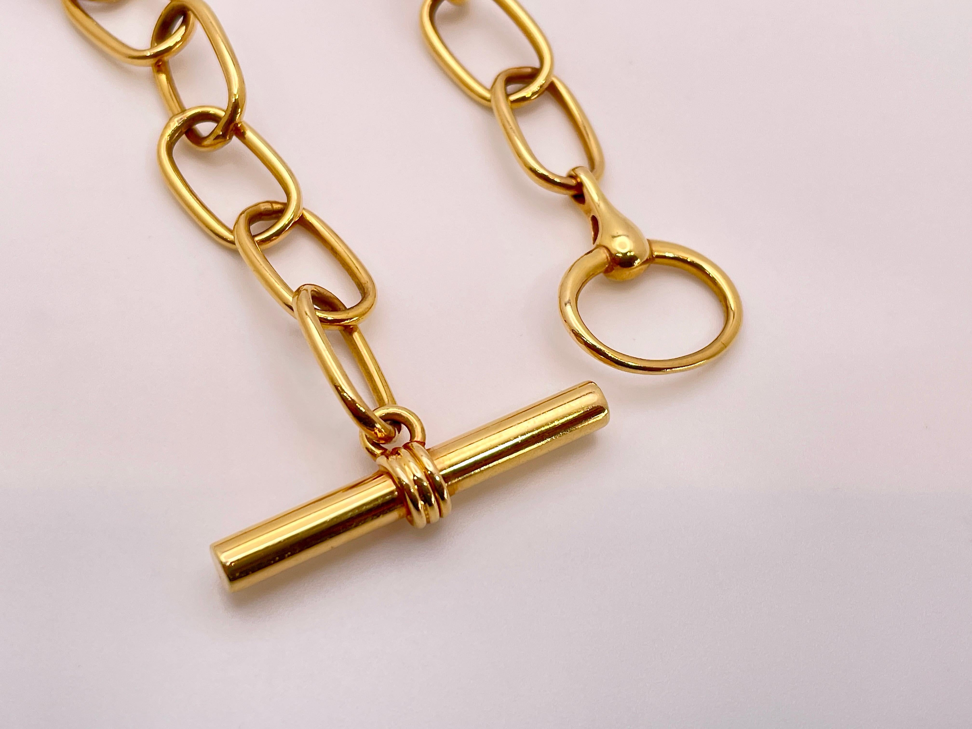 18K Rose Gold Gucci Design Toggle Clasp Link Necklace For Sale 11