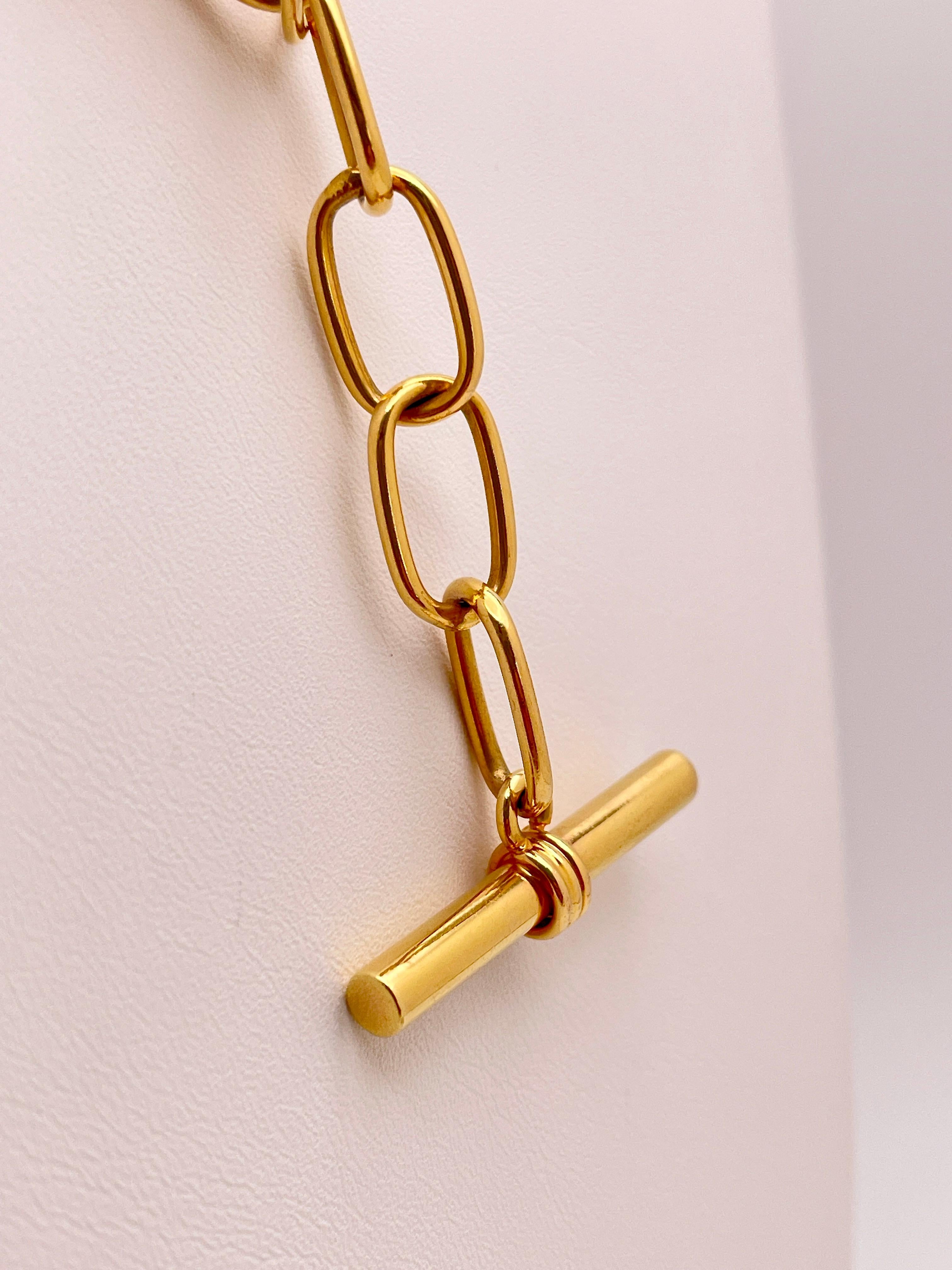 18K Rose Gold Gucci Design Toggle Clasp Link Necklace For Sale 15