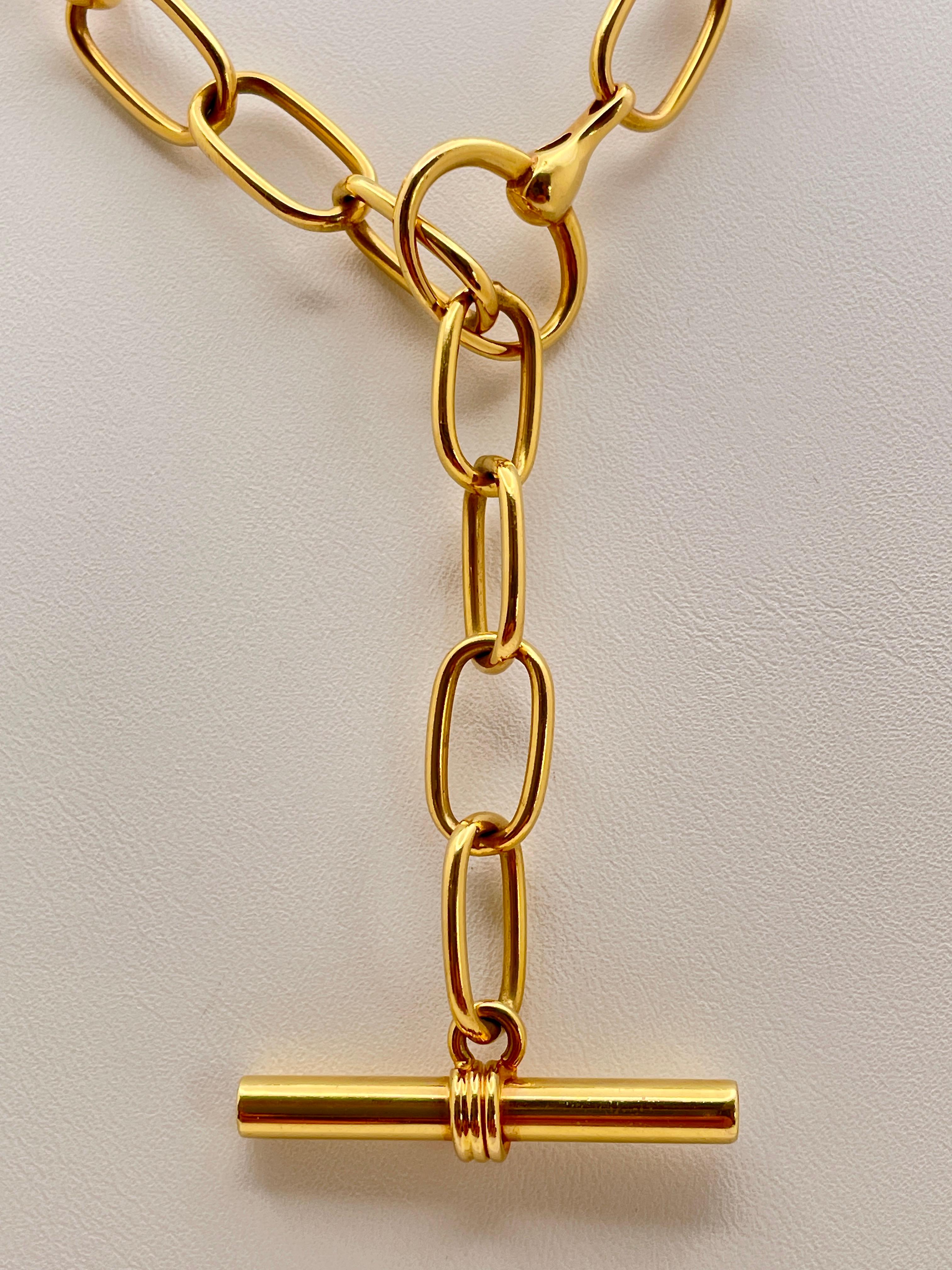 18K Rose Gold Gucci Design Toggle Clasp Link Necklace For Sale 16