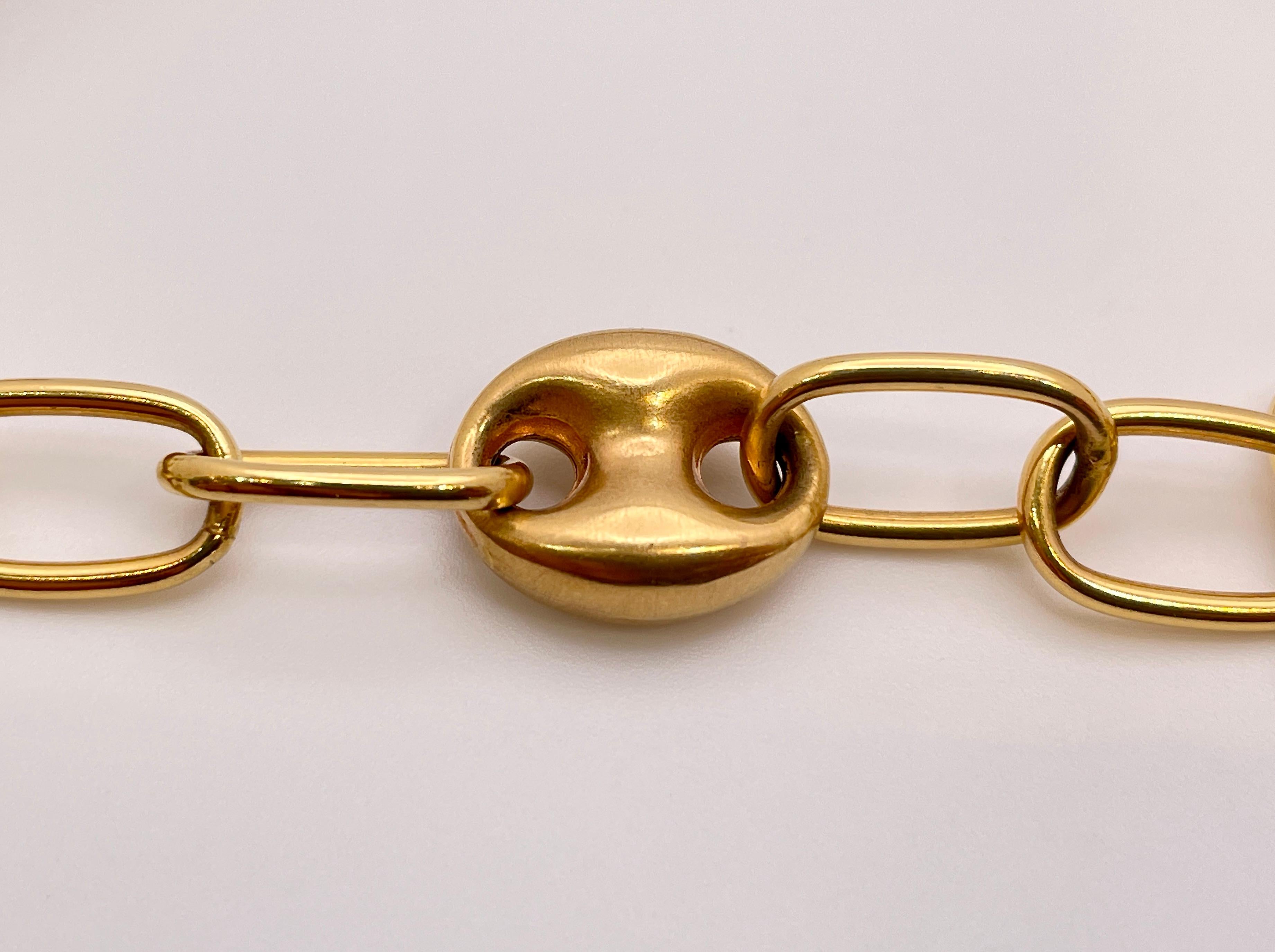 18K Rose Gold Gucci Design Toggle Clasp Link Necklace In Excellent Condition In Westport, CT
