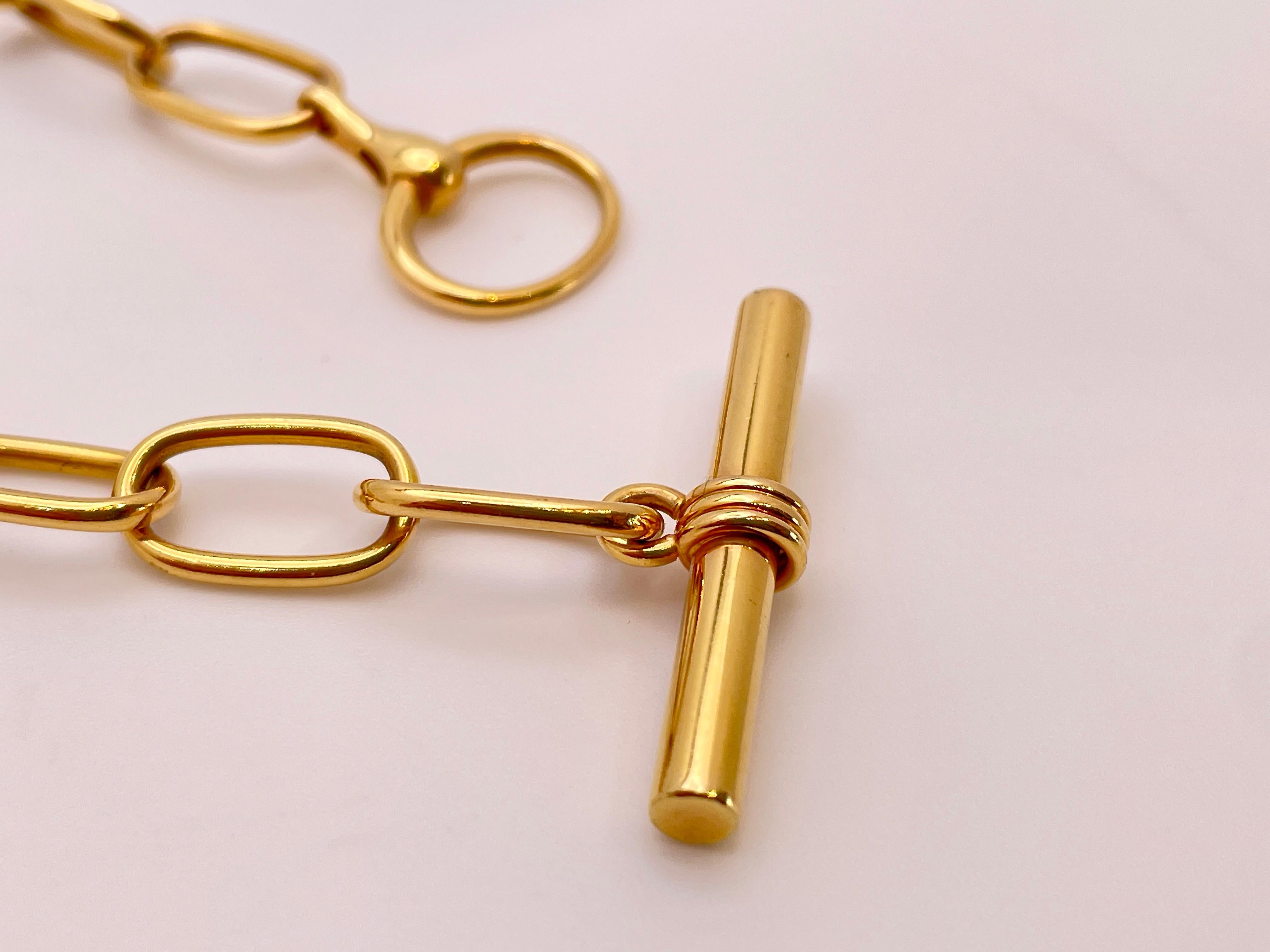 18K Rose Gold Gucci Design Toggle Clasp Link Necklace For Sale 4
