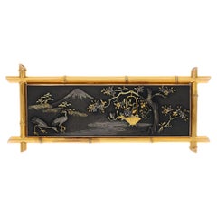 18K Yellow Gold & Gunmetal Japanese Landscape Brooch