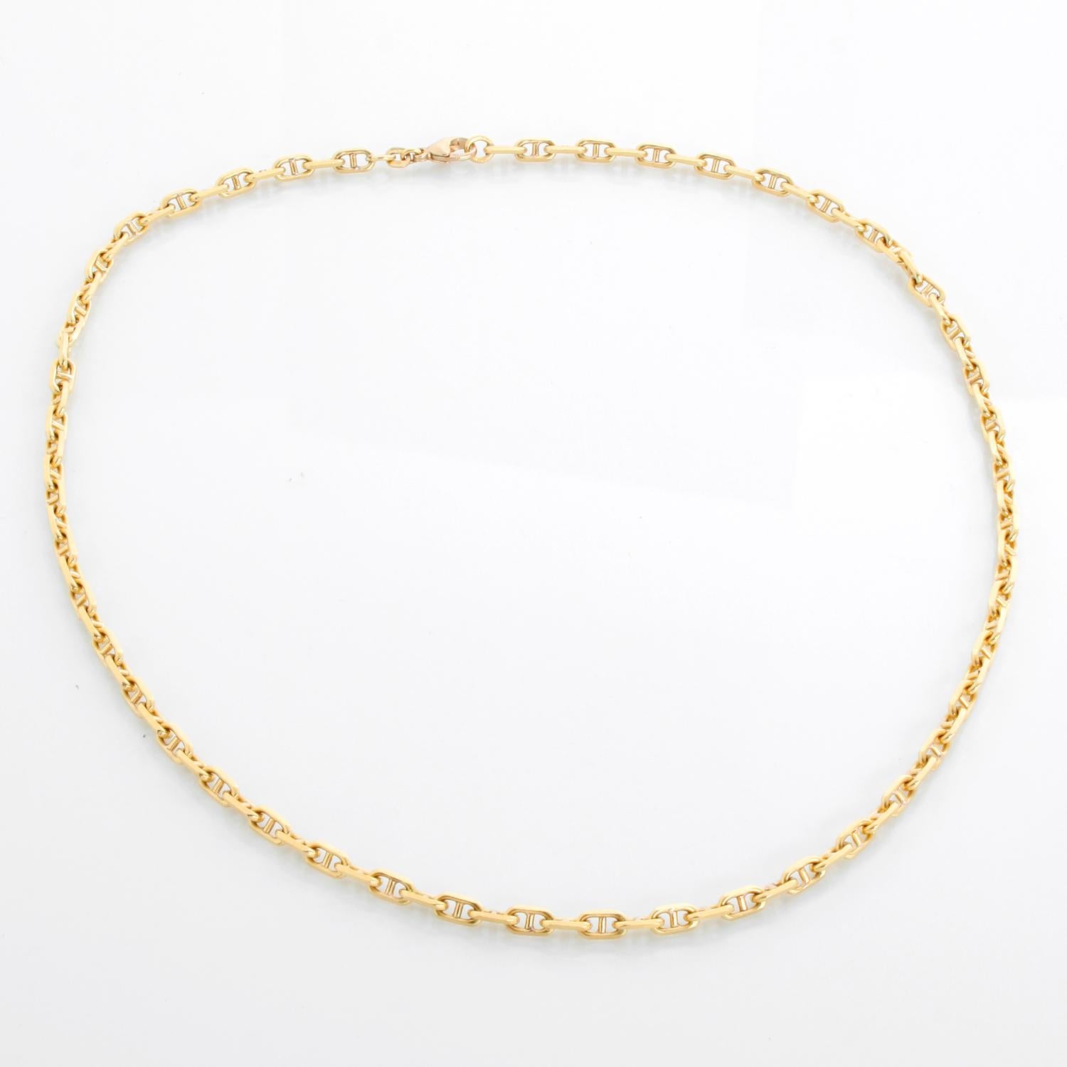18K Yellow Gold H Link Necklace - 20 Inches - Crafted in rich 18K yellow gold, this elegant H link necklace measures 20 inches long and weighs 4.06 grams. Its sleek, versatile design makes it perfect as a standalone chain or paired with a pendant. A
