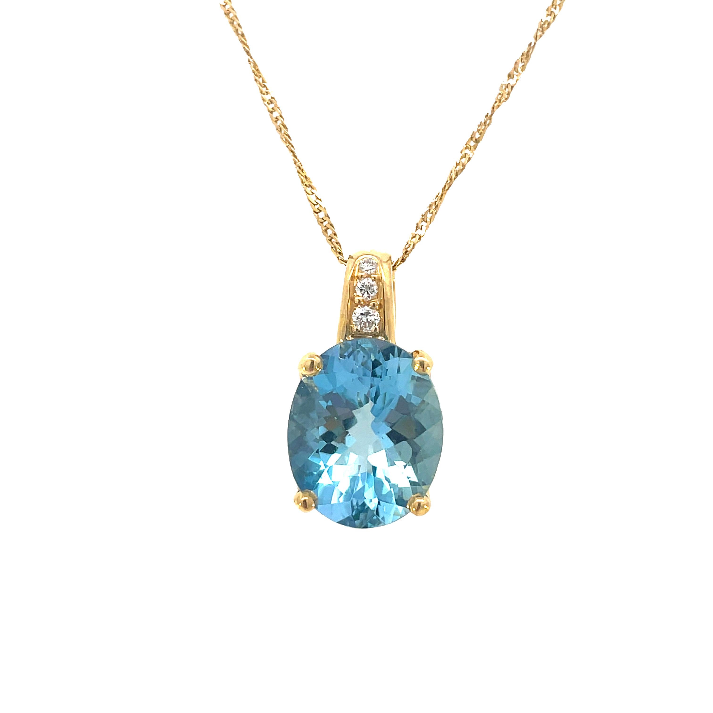 Halskette aus 18 Karat Gelbgold mit Aquamarin und Diamanten von H. Stern (Ovalschliff) im Angebot