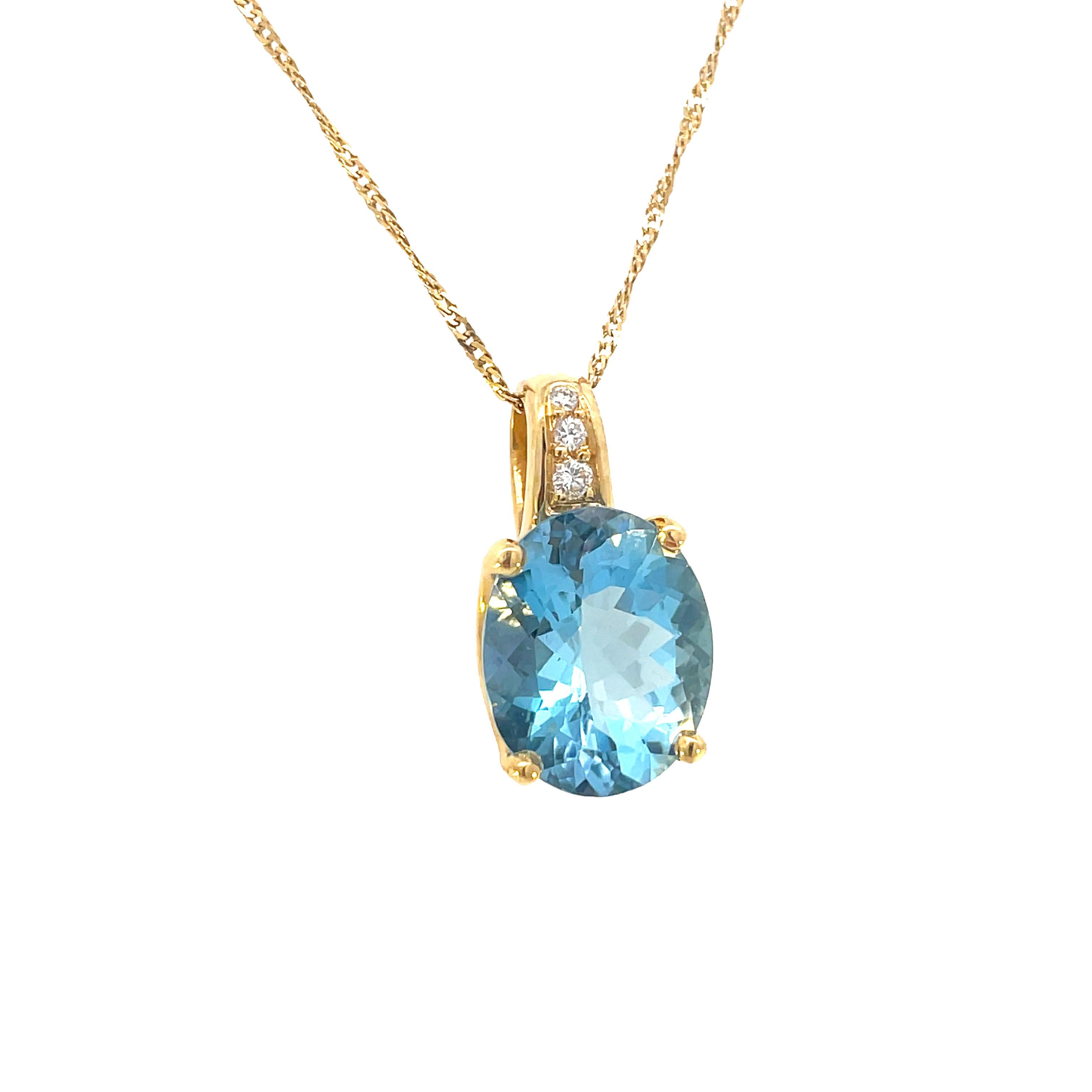 Oval Cut 18K Yellow Gold H. Stern Aquamarine and Diamond Necklace For Sale