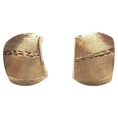 18K Yellow Gold Half Hoop Earrings #17631