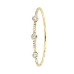 18 Karat Yellow Gold Halo Diamond Bangle '1 1/2 Carat'