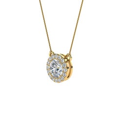 18 Karat Yellow Gold Halo Diamond Pendant '3/4 Carat'