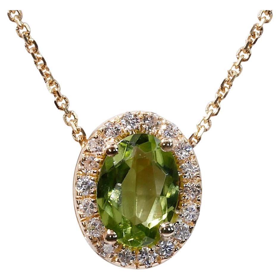 Stunning 18K Yellow Gold Halo Necklace with 0.70 Ct Natural Diamonds