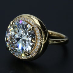 18k Yellow Gold & Halo Ring with ~10ct. GIA Certified Natural Center Diamond