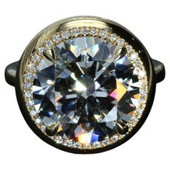 18k Yellow Gold & Halo Ring with ~10ct. GIA Certified Natural Center Diamond