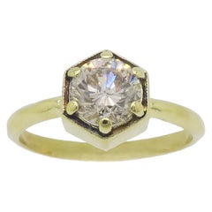 18k Yellow Gold Hammered Finished Diamond Ring