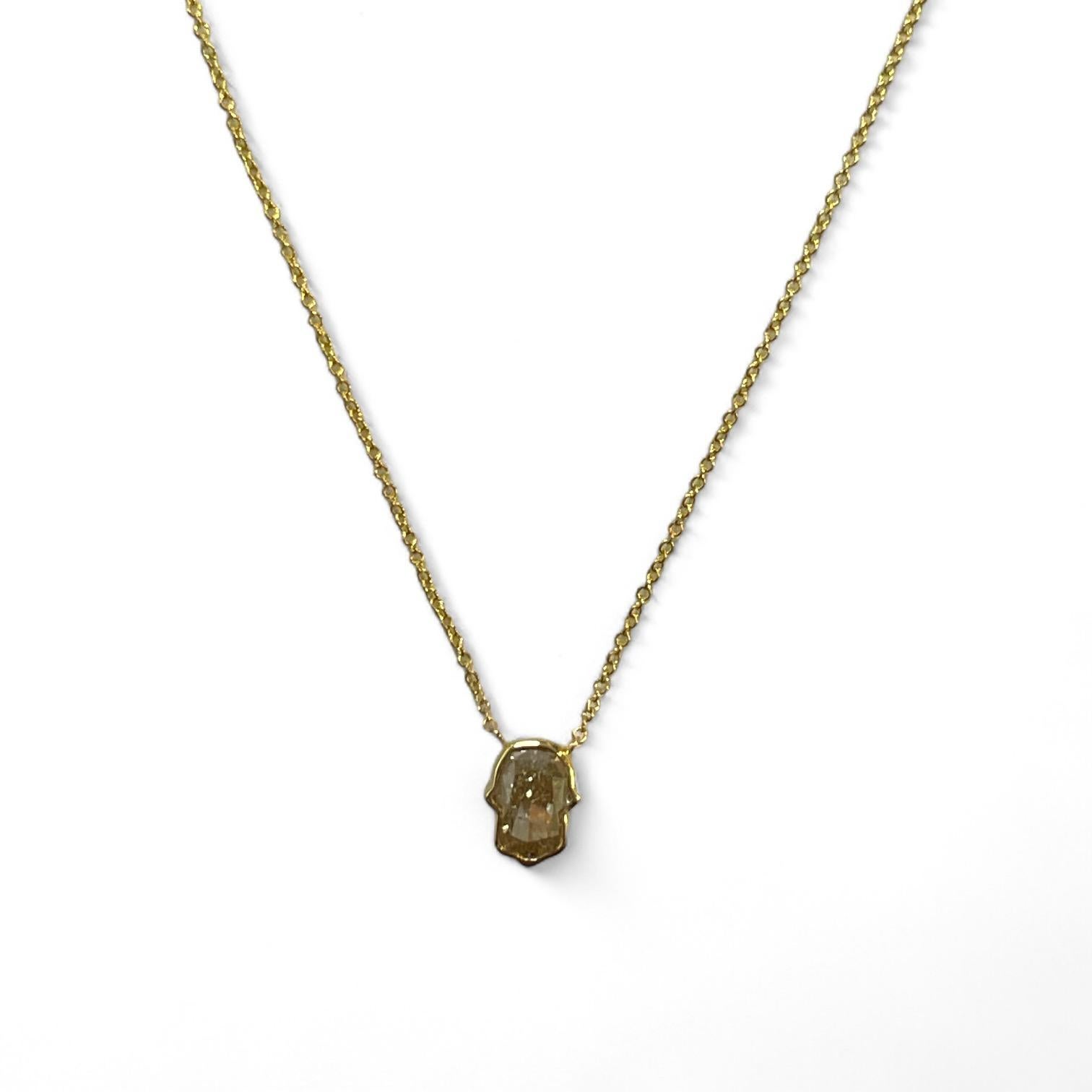 Pendentif Hamsa en or jaune 18K avec diamant Unisexe en vente
