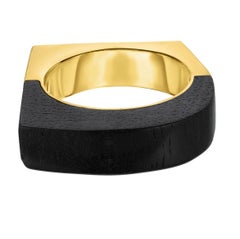 18K Yellow Gold Hand Carved Ebony Curve Ring by Fern Freeman